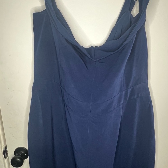 Navy blue off shoulder fitting dress size 18 - Picture 3 of 4